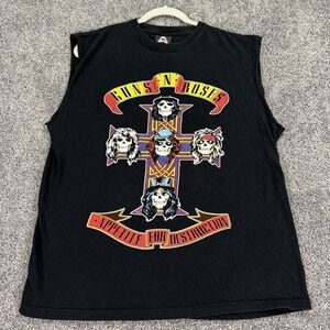 Guns N Roses Shirt Mens Large Black Sleeveless Appetite For Destruction ATEX